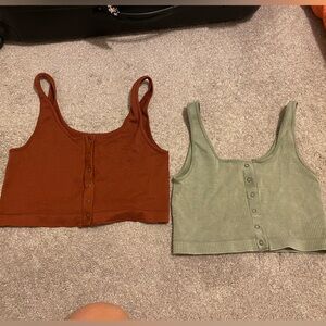 Set of Two Button Down Crop Tops